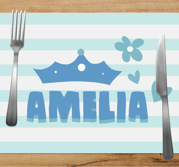 Children placemat crown and name design - TenStickers