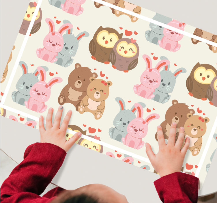 Children placemat cute animal pairs - TenStickers