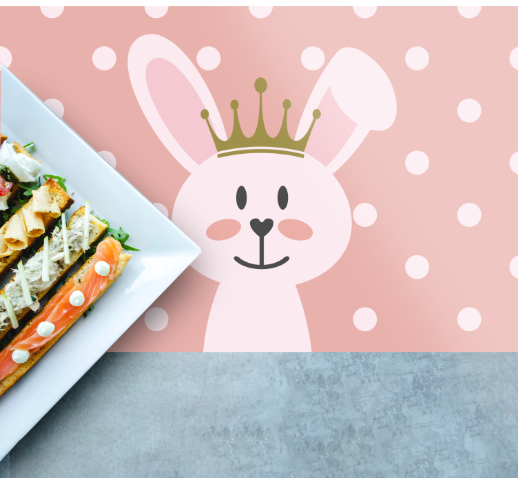 Children placemat cute bunny crown - TenStickers