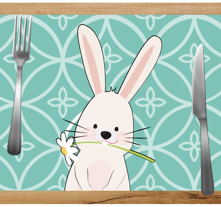 Children placemat cute bunny with flower design - TenStickers