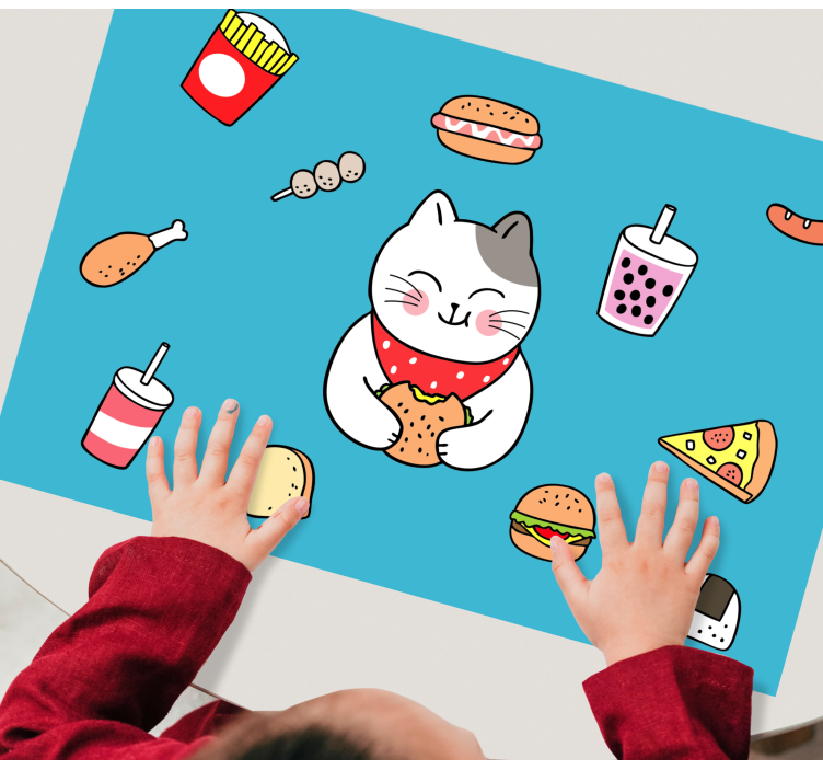 Children placemat cute cat dining - TenStickers