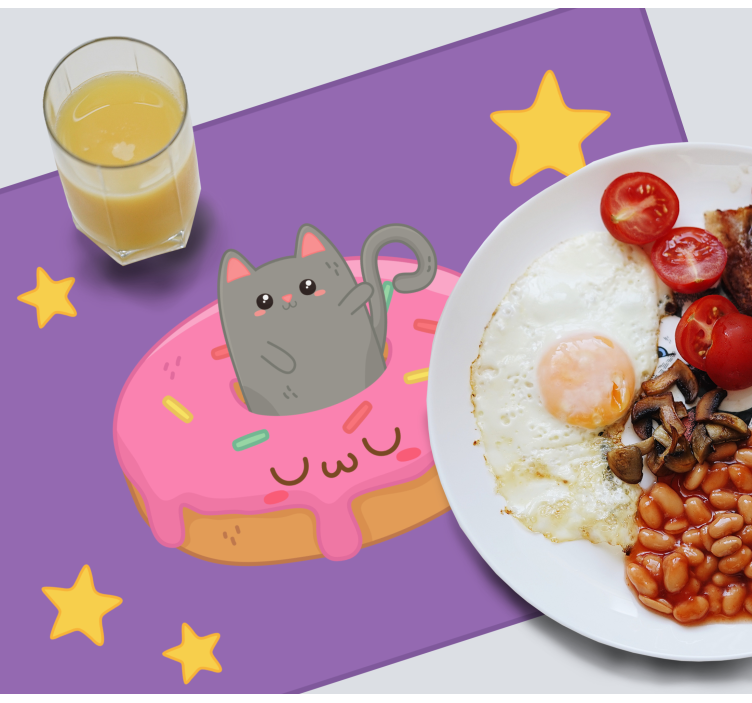 Children placemat cute cat donut - TenStickers