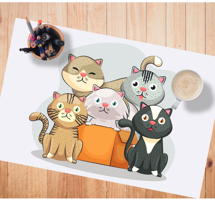 Children placemat cute cat faces - TenStickers