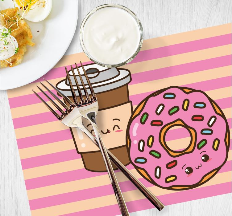 Children placemat cute coffee donut - TenStickers