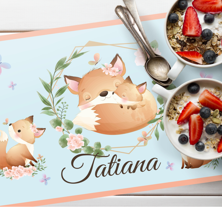 Children placemat cute fox family - TenStickers
