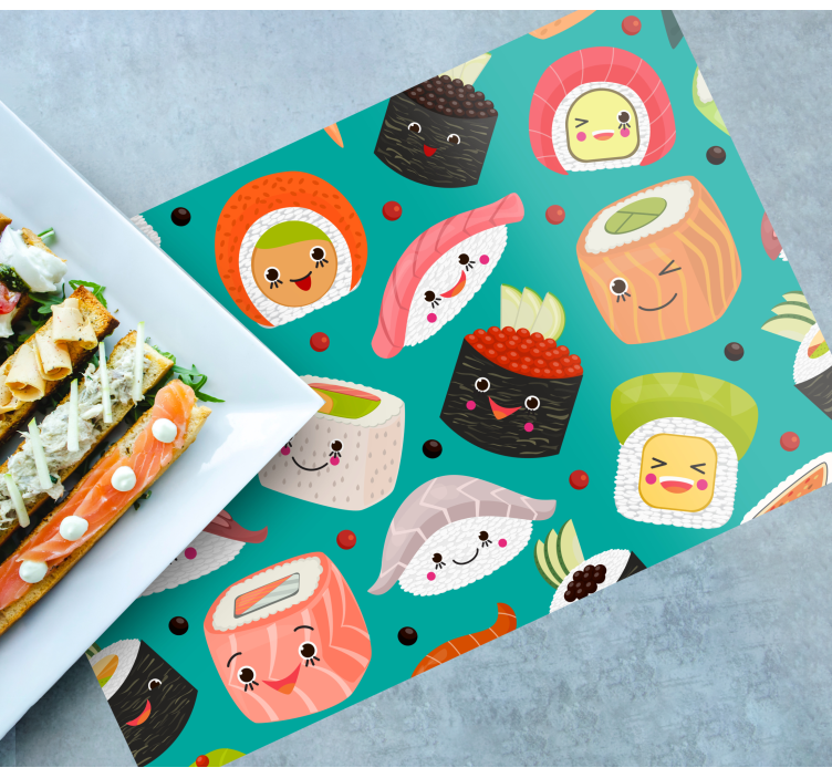 Children placemat cute sushi characters - TenStickers