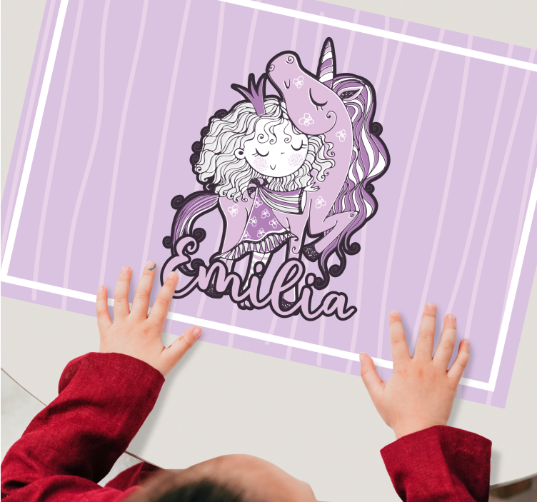 Children placemat cute unicorn hug - TenStickers