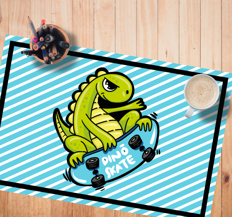 Children placemat dino skateboard adventure - TenStickers