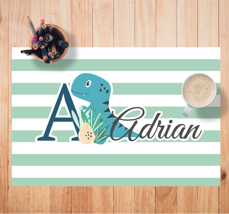 Children placemat dinosaur initial design - TenStickers
