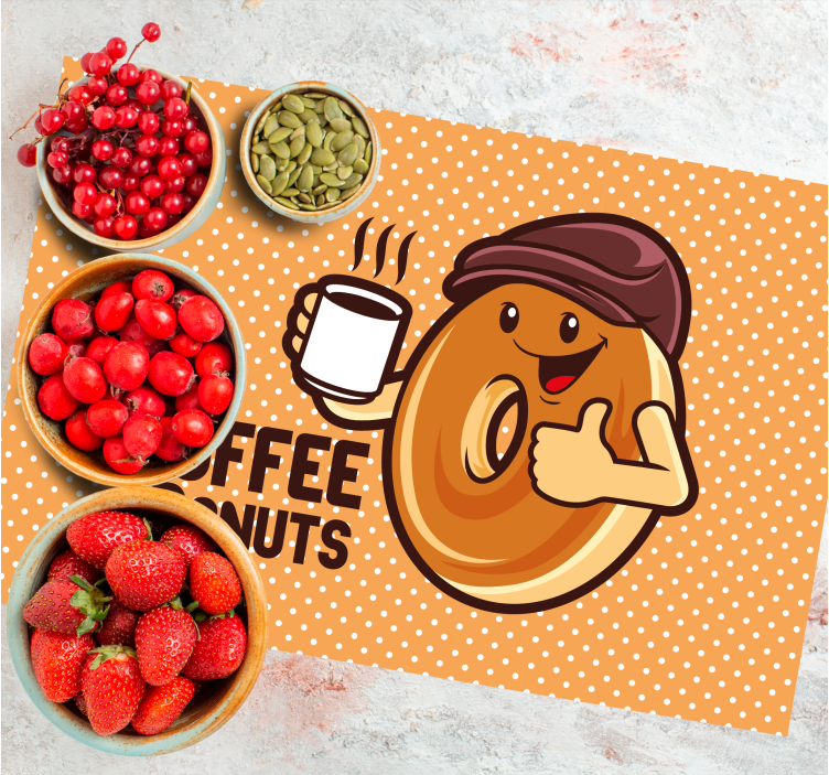 Children placemat happy doughnut character - TenStickers