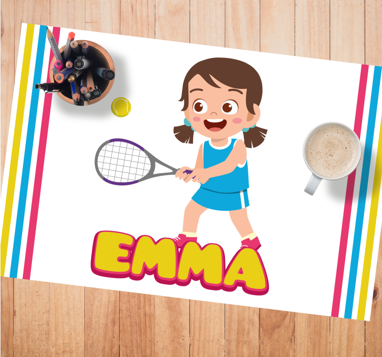 Children placemat happy tennis player - TenStickers