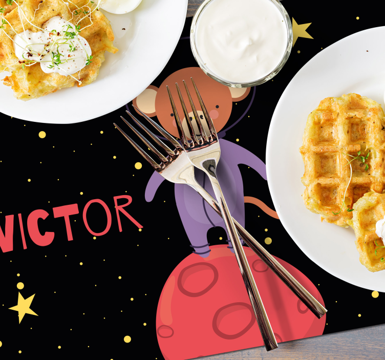 Children placemat monkey astronaut adventure - TenStickers