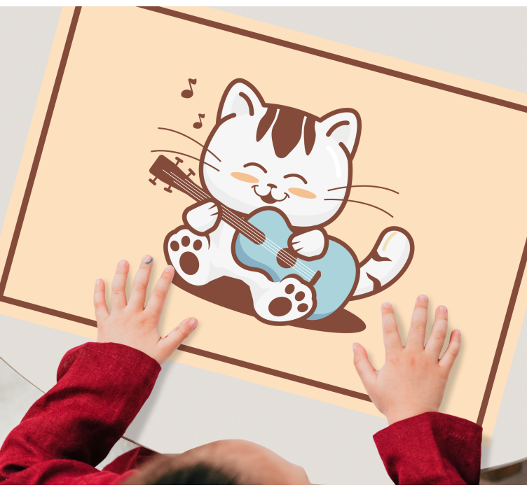 Children placemat musical cat design - TenStickers