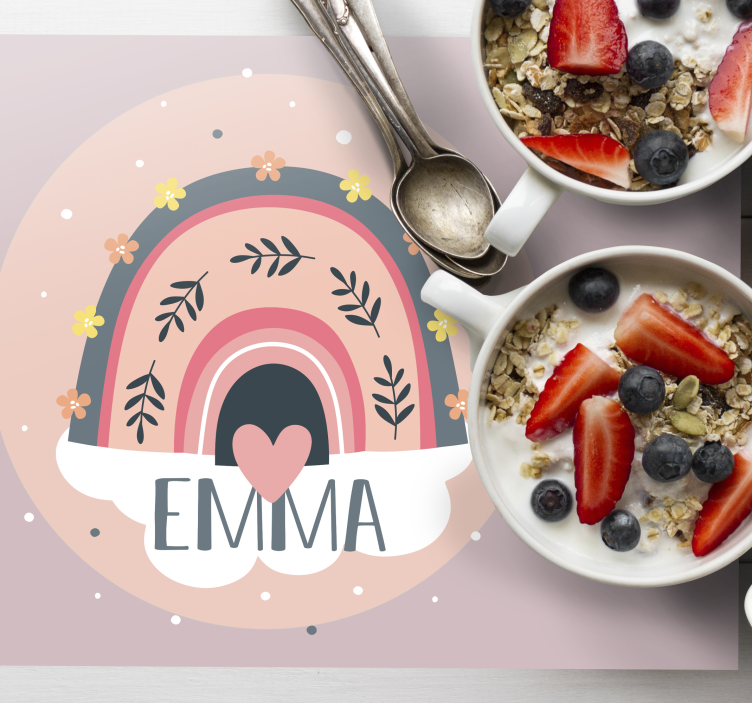 Children placemat rainbow floral design - TenStickers