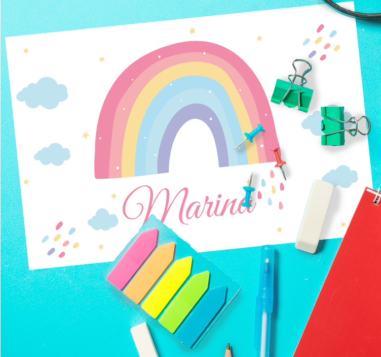 Children placemat rainbow with name - TenStickers