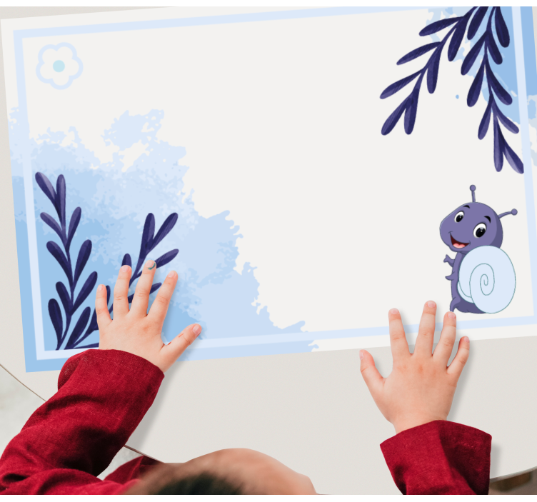 Children placemat snail character with leaves - TenStickers