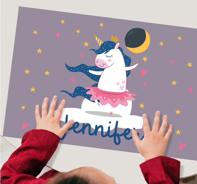 Children placemat unicorn dance party - TenStickers