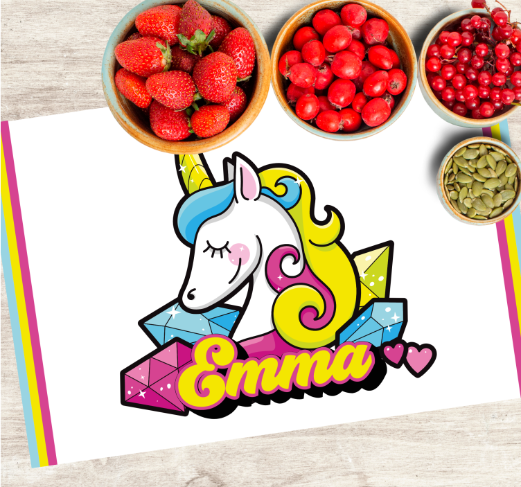 Children placemat unicorn gem design - TenStickers