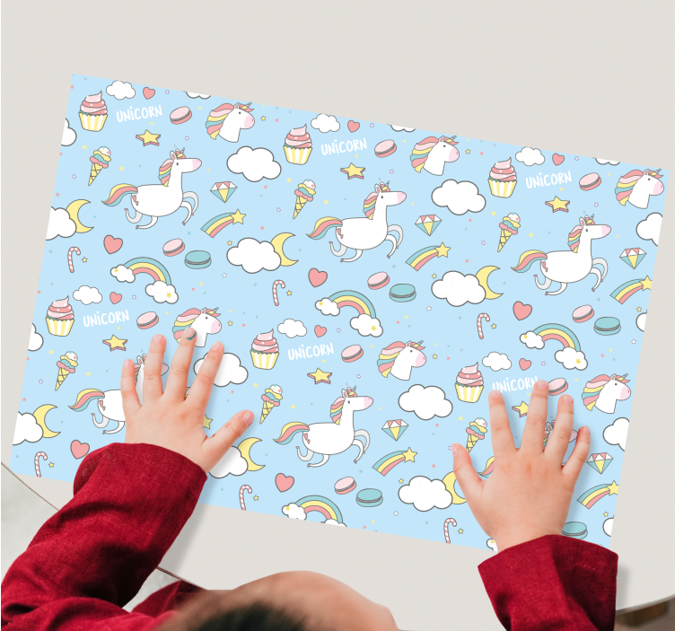 Children placemat unicorns and rainbows - TenStickers