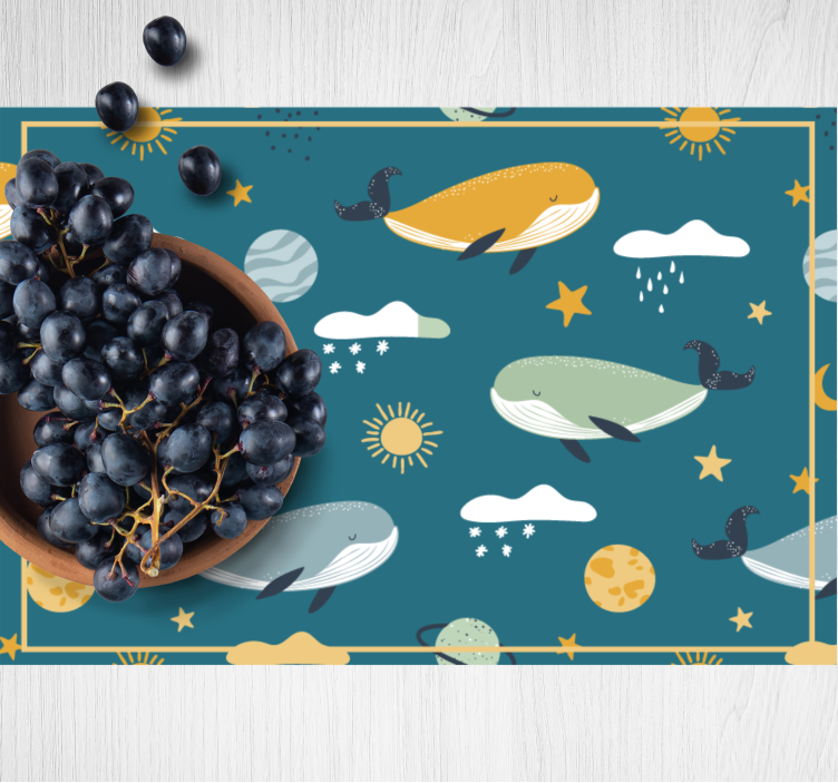 Children placemat whale and celestial designs - TenStickers