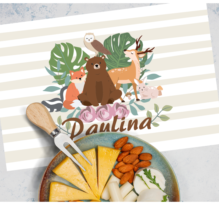 Children placemat whimsical animal gathering - TenStickers