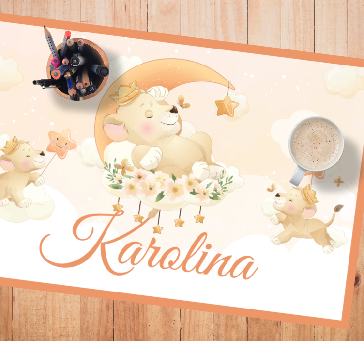 Children placemat whimsical lion cubs - TenStickers
