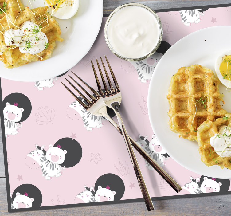 Children placemat with adorable zebra illustrations - TenStickers