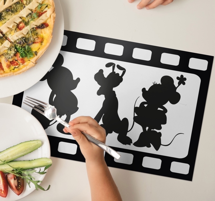 Children placemat with animated character silhouettes - TenStickers
