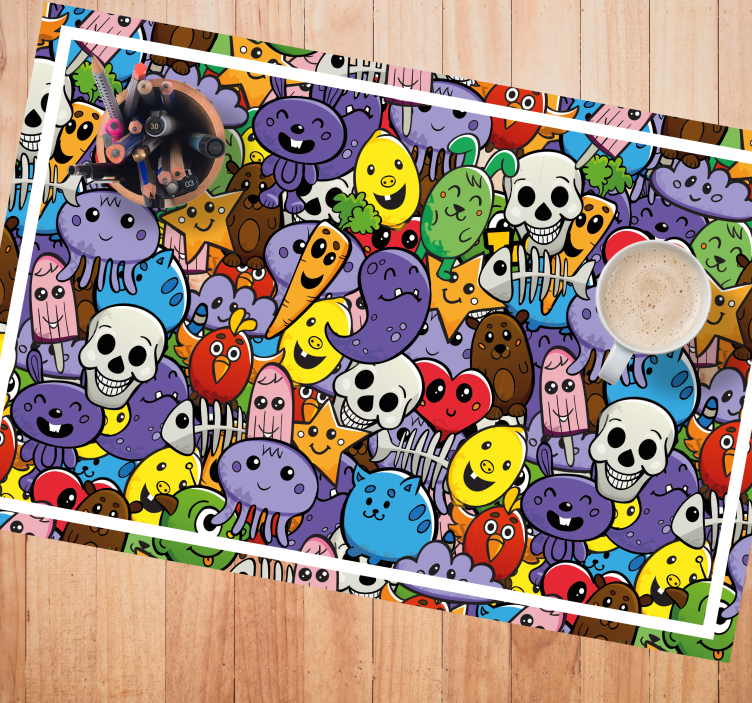 Children placemat with bright cartoon characters - TenStickers