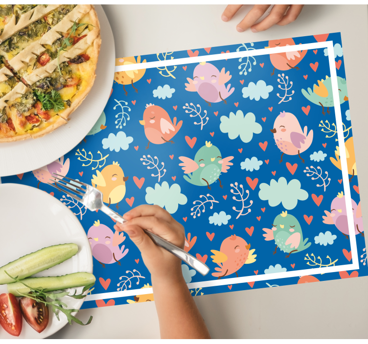 Children placemat with colorful bird patterns - TenStickers