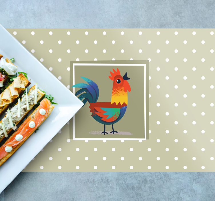 Children placemat with colorful rooster design - TenStickers