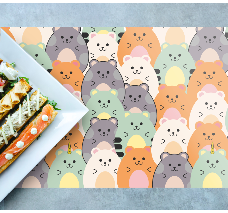 Children placemat with cute animal faces - TenStickers