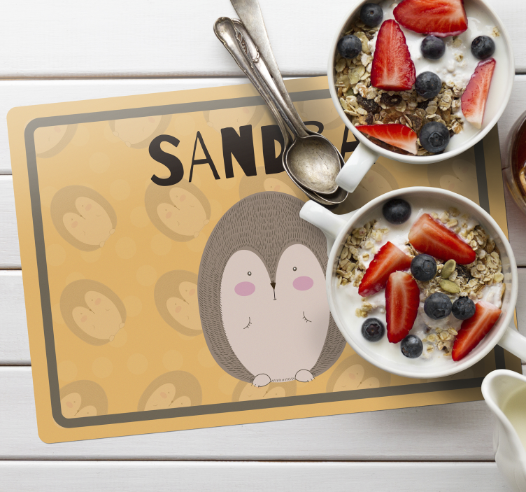 Children placemat with cute hedgehog design - TenStickers