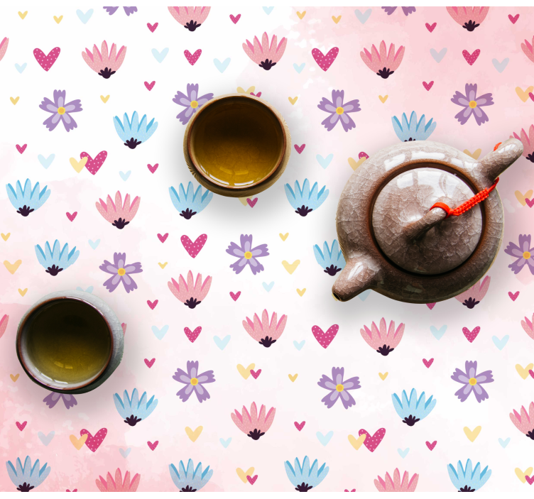 Children placemat with floral heart designs - TenStickers