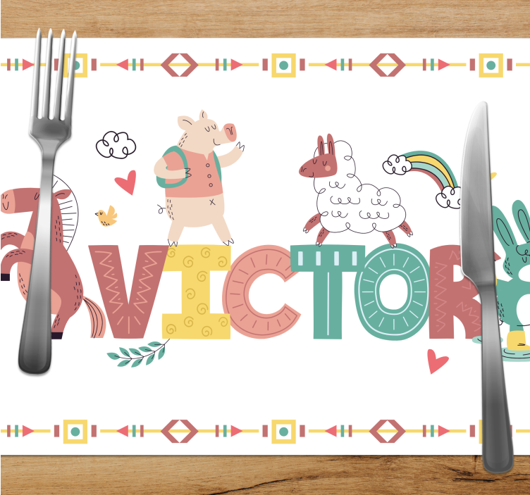 Children placemat with friendly animal friends - TenStickers