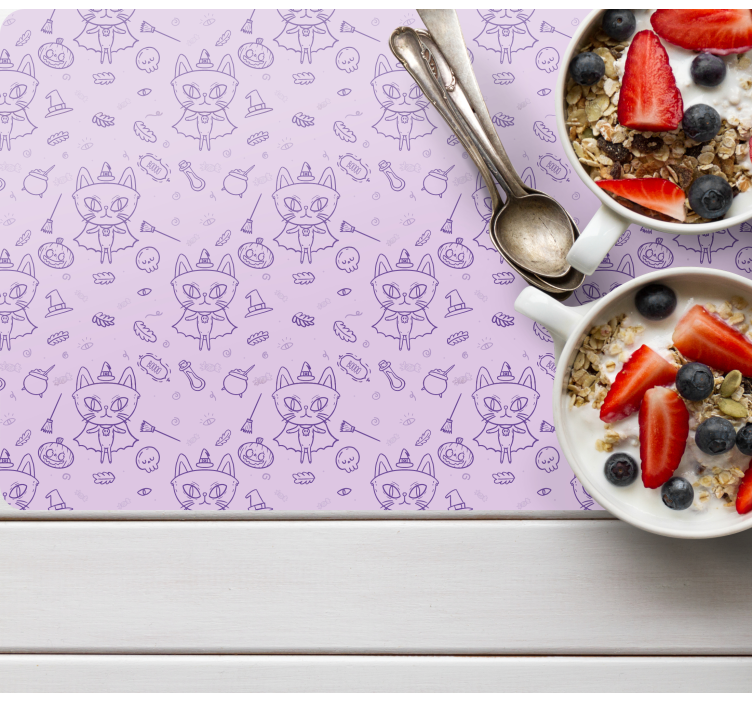 Children placemat with playful cat design - TenStickers