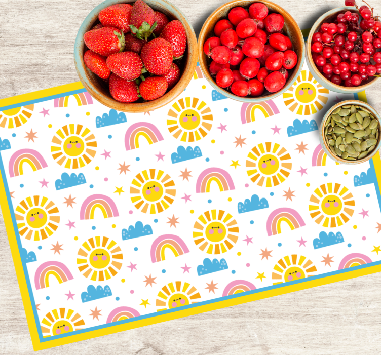 Children placemat with sunny rainbow design - TenStickers