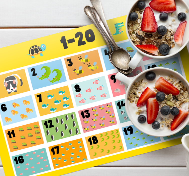 Children placemat with vibrant number chart - TenStickers