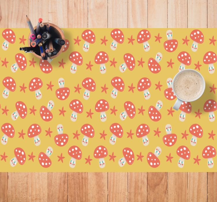 Children placemat with whimsical mushroom design - TenStickers