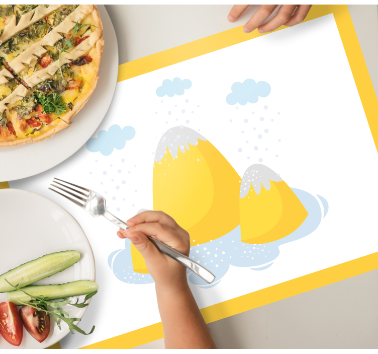 Children placemat yellow mountain illustration - TenStickers