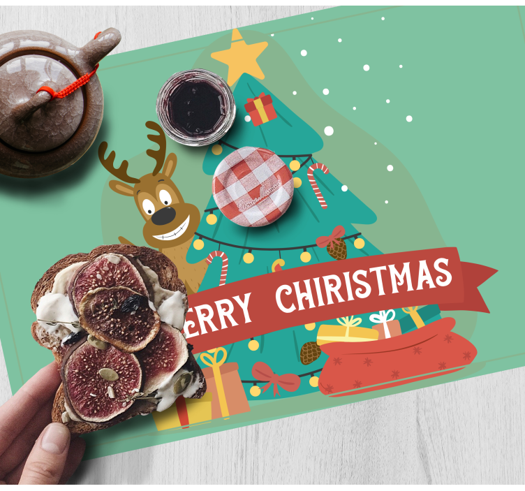 Christmas placemat cheerful holiday tree - TenStickers