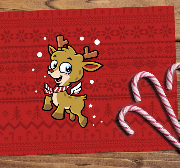 Christmas placemat cute reindeer design - TenStickers
