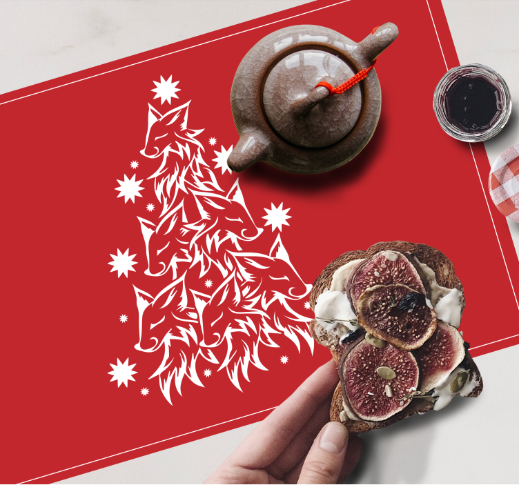 Christmas placemat featuring a stylized fox tree - TenStickers