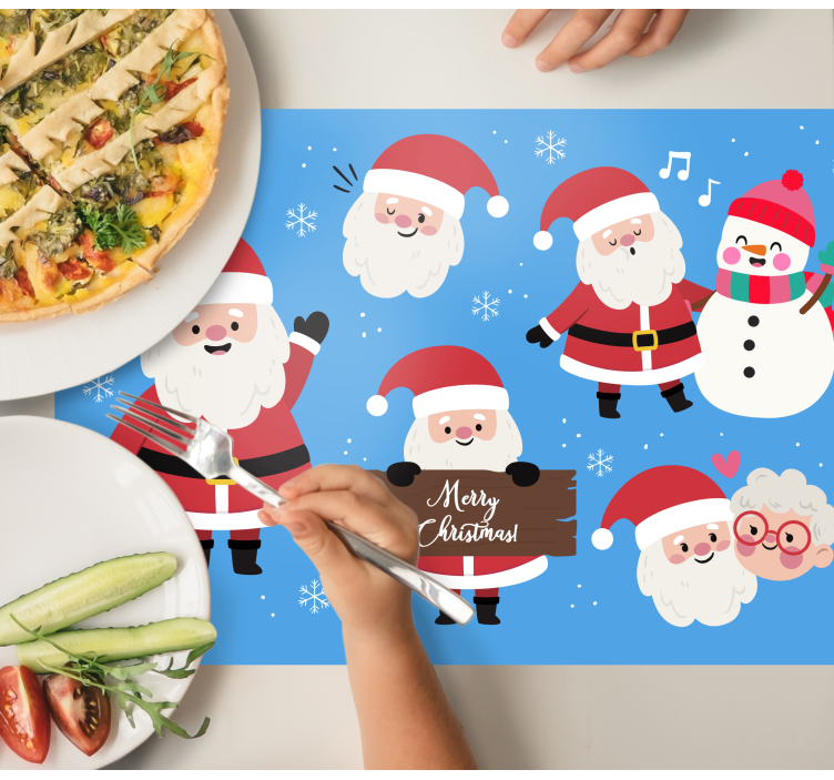 Christmas placemat featuring santa characters - TenStickers