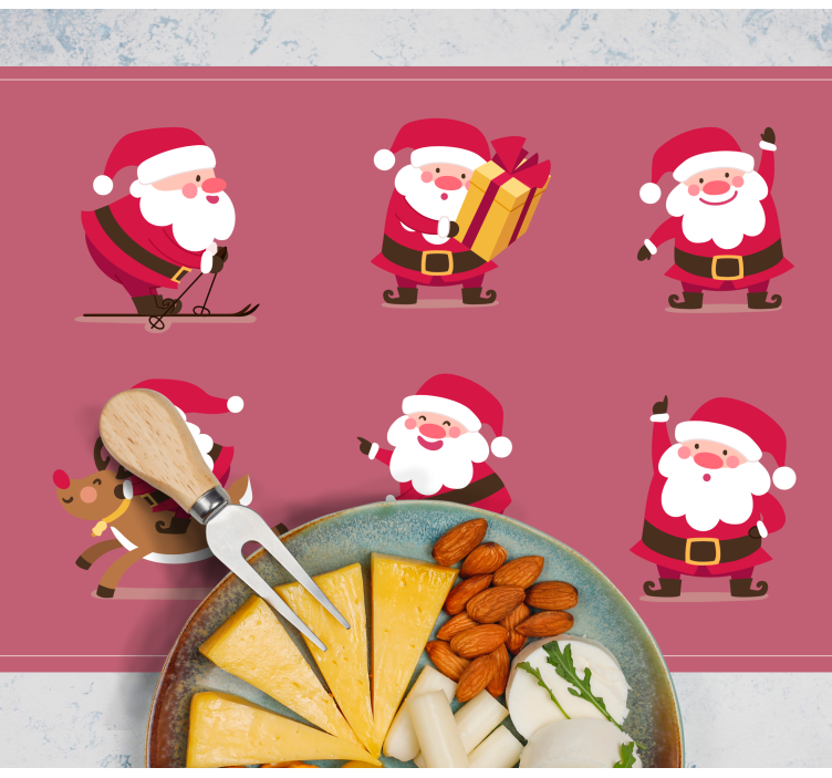 Christmas placemat featuring santa claus designs - TenStickers