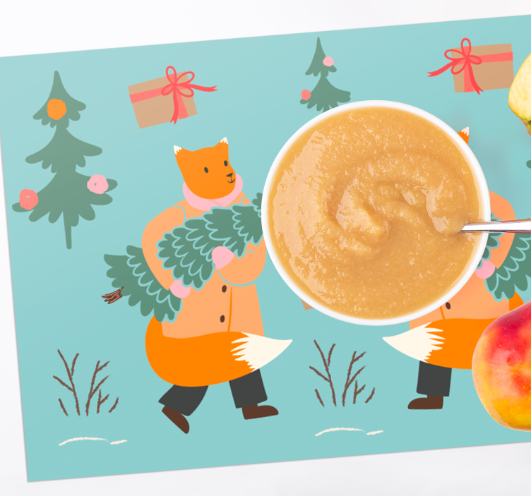 Christmas placemat festive fox with tree - TenStickers