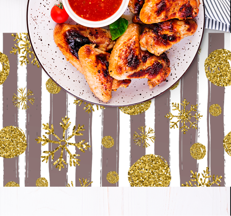 Christmas placemat festive gold snowflakes - TenStickers