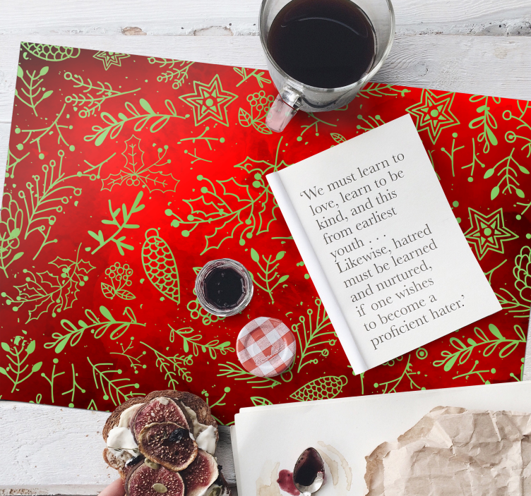 Christmas placemat in festive red floral - TenStickers