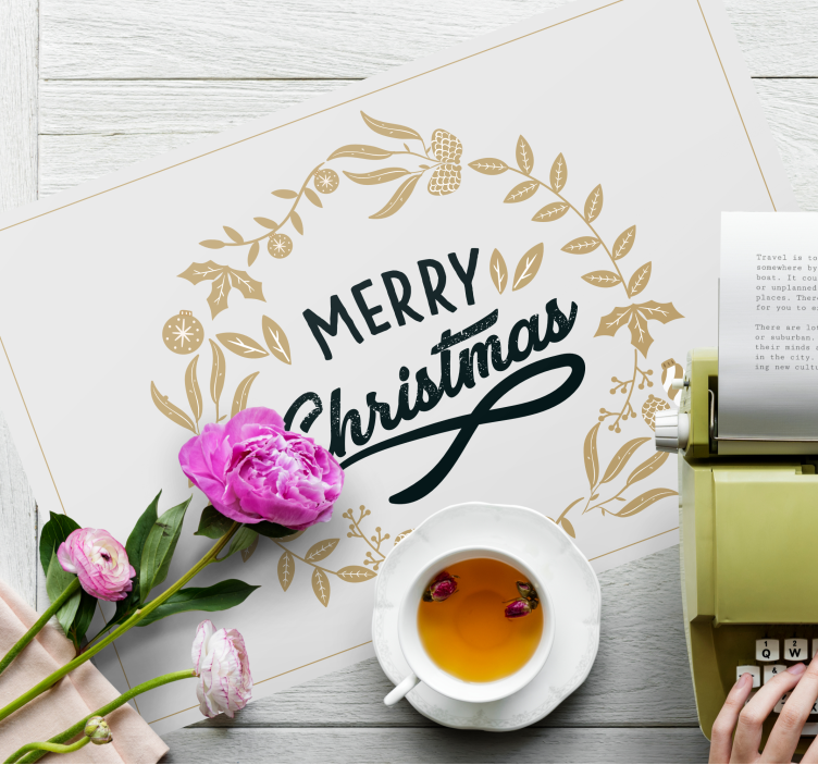 Christmas placemat merry christmas wreath - TenStickers