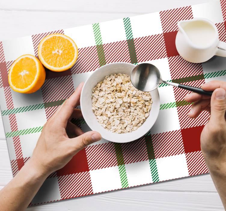 Christmas placemat plaid pattern table cover - TenStickers